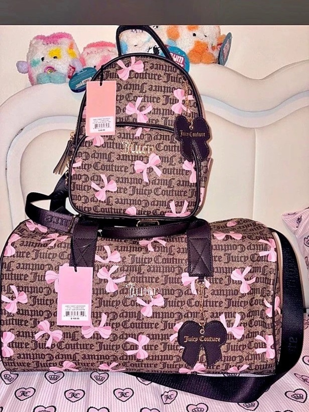 Juicy Couture Simply Sweet Weekender Duffle Bag and Backpack Set